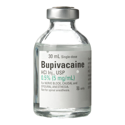 Bupivacaine HCl 0.5%, 5 mg / mL Injection Single-Dose Vial 30 mL (25 Vials)