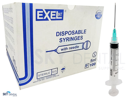 Syringe & Needle, Luer Lock, 5cc, 22G x 1½" (100 Units per Box / 800 Units per Case)