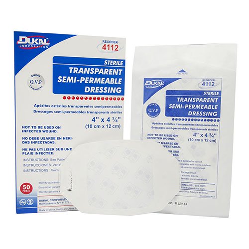 Transparent Film Dressing 4 X 4-3/4 Inch (50 per Box)