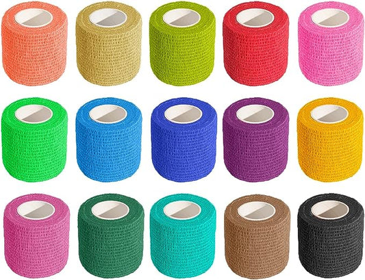 Self Adhesive Bandage Non-Sterile 2 Inch x 5 Yards (15 per Pack) (Multicolor Pack)