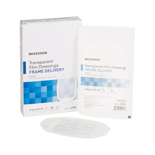 Transparent Film Dressing, Sterile, 4" x 4-3/4" (50 Units per Box / 200 Units per Case)