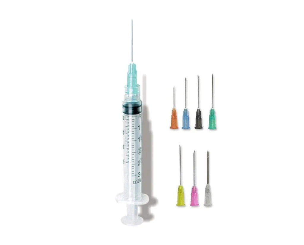 Syringe & Needle, Luer Lock, 3cc 27G x 1¼" (100 Units per Box / 1,000 Units per Case)