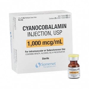 Vibisone Cyanocobalamin Injection (Vit B-12), 1,000mcg/mL, 1mL Amber Vial, 1mL x 25