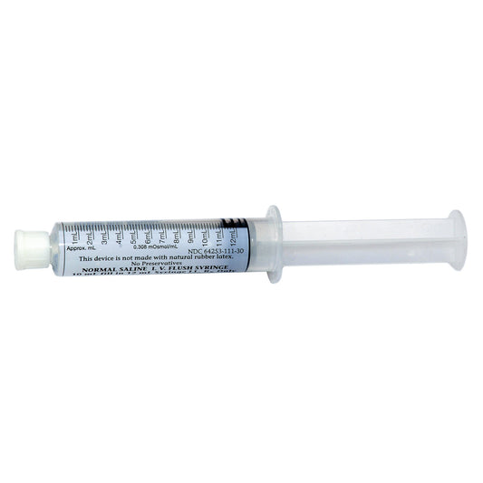 IV Flush Syringe Sodium Chloride 0.9% 10 ML Fill in 12 ML (60 per Box / 960 per Case)