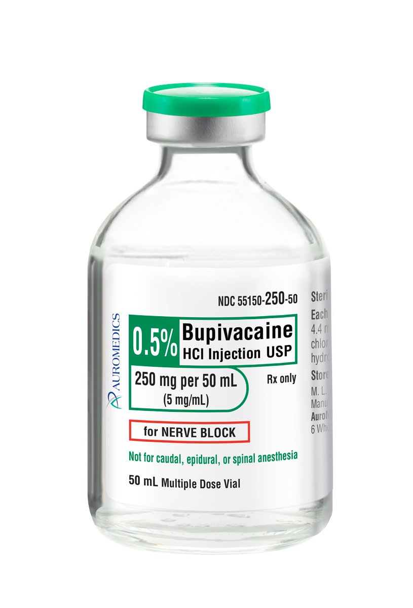 Bupivacaine HCl 0.5%, 5 mg / mL Injection Multiple-Dose Vial 50 mL (25 Vials)