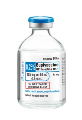 Bupivacaine HCl 0.25%, 2.5 mg / mL Injection Multiple-Dose Vial 50 mL (25 Vials)