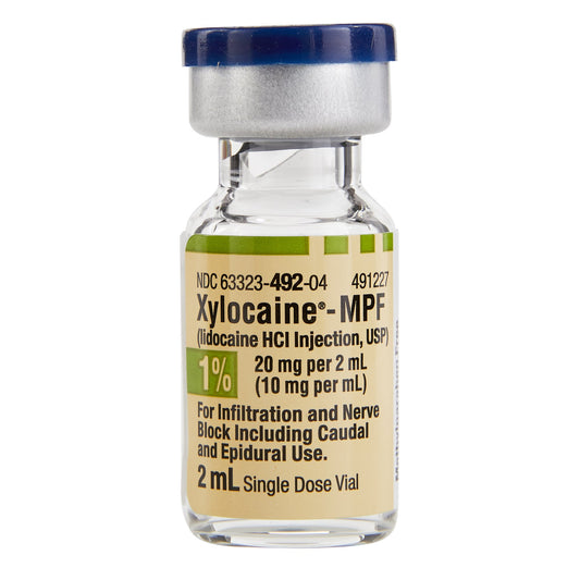 Xylocaine MPF Lidocaine HCl 1%, 10 mg Single-Dose Vial 2 mL (25 Vials)