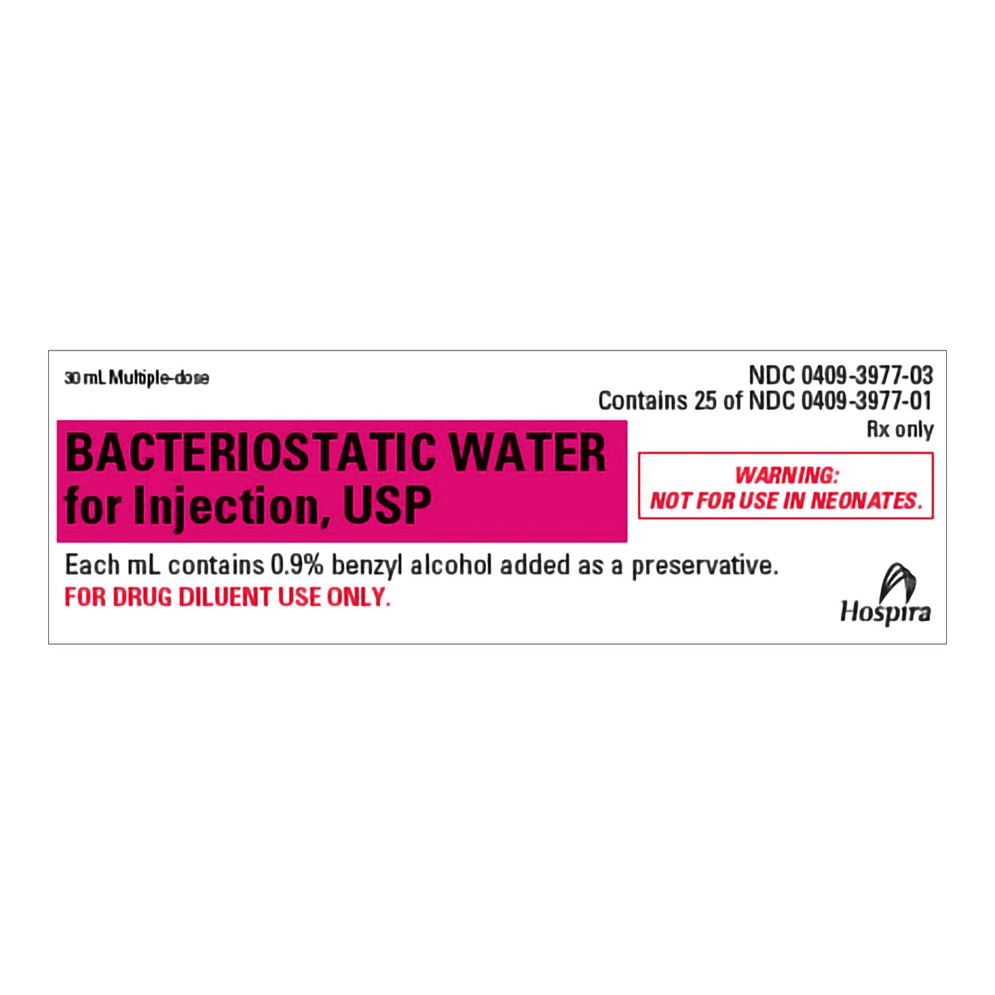 Diluent Bacteriostatic Water for Injection Injection Multiple-Dose Vial 30 mL (25 Vials)