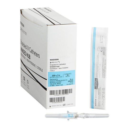 Peripheral IV Catheter 22 Gauge 1 Inch with Safety (50 per Box)