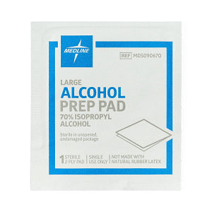 Alcohol Prep Pads Bulk Pack 2-Ply Size Medium 1-1/8 Inch x 2-3/8 Inch (3,000 Pads)