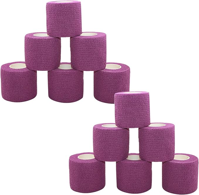 Self Adhesive Bandage Wrap 2 Inch x 5 Yards (12 Rolls per Pack) (Select a Color)