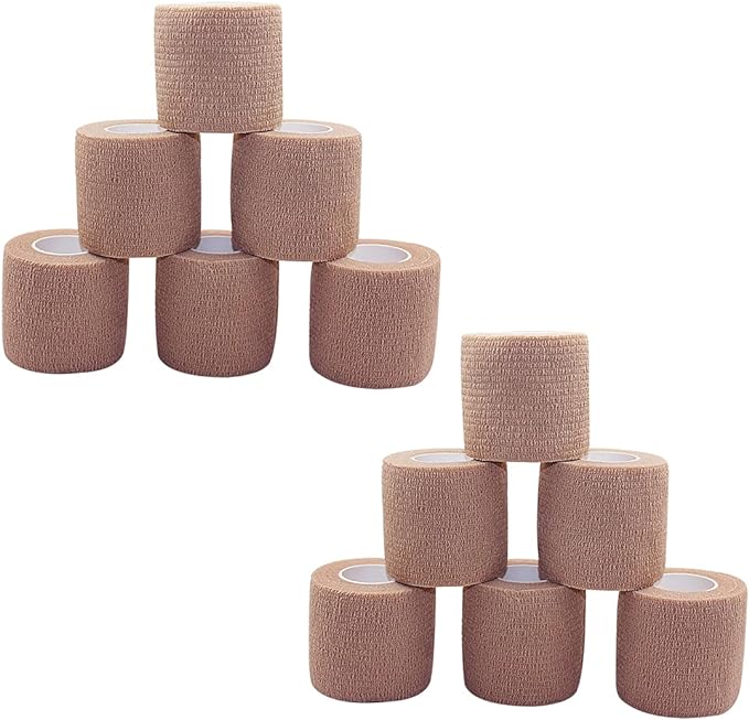 Self Adhesive Bandage Wrap 2 Inch x 5 Yards (12 Rolls per Pack) (Select a Color)